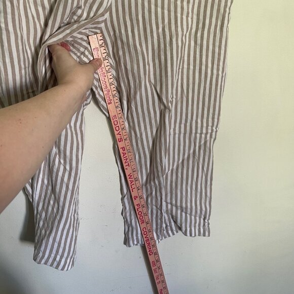 J. Jill Love Linen Women's 18 Pants Wide Leg Capri Cropped Tan Beige Striped T7 - Picture 6 of 10